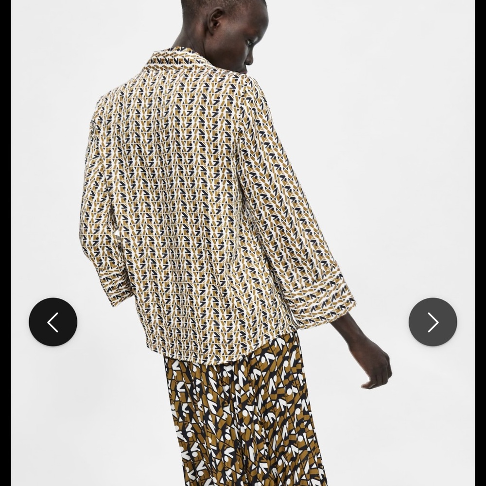 Zara Basic Abstract Patterned Top In Black, White… - image 5